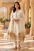 Banarasi Mul Chanderi Resham & Crotia Lace Embroidered Unstitched Suit Set with Dupatta