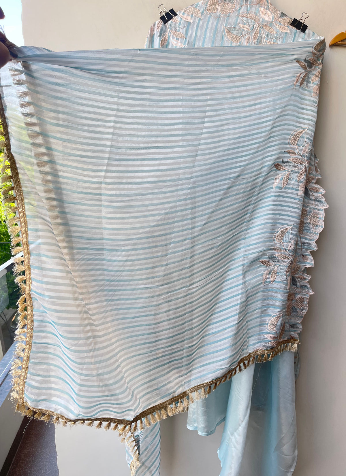 Satin Crepe Resham & Zari Embroidered Unstitched Suit Set with Dupatta