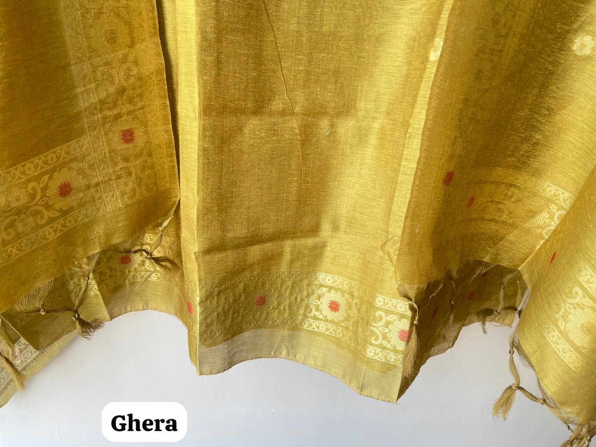 Banarasi Cotton Silk Woven Woven Embroidered Unstitched Suit Set with Dupatta