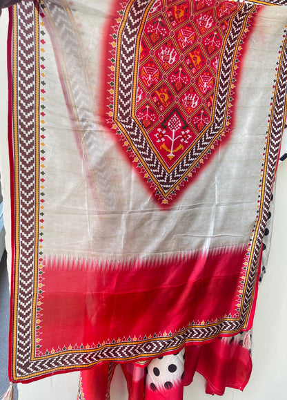 Festive Pure Silk Printed Resham & Zari Embroidered Unstitched Suit Set with Dupatta