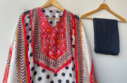 Festive Pure Silk Printed Resham & Zari Embroidered Unstitched Suit Set with Dupatta
