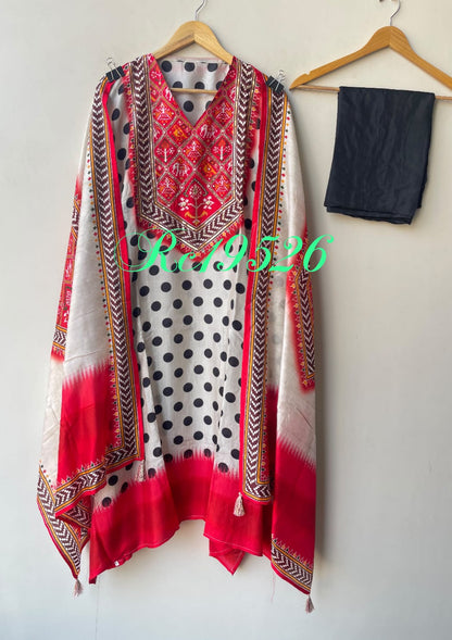 Festive Pure Silk Printed Resham & Zari Embroidered Unstitched Suit Set with Dupatta