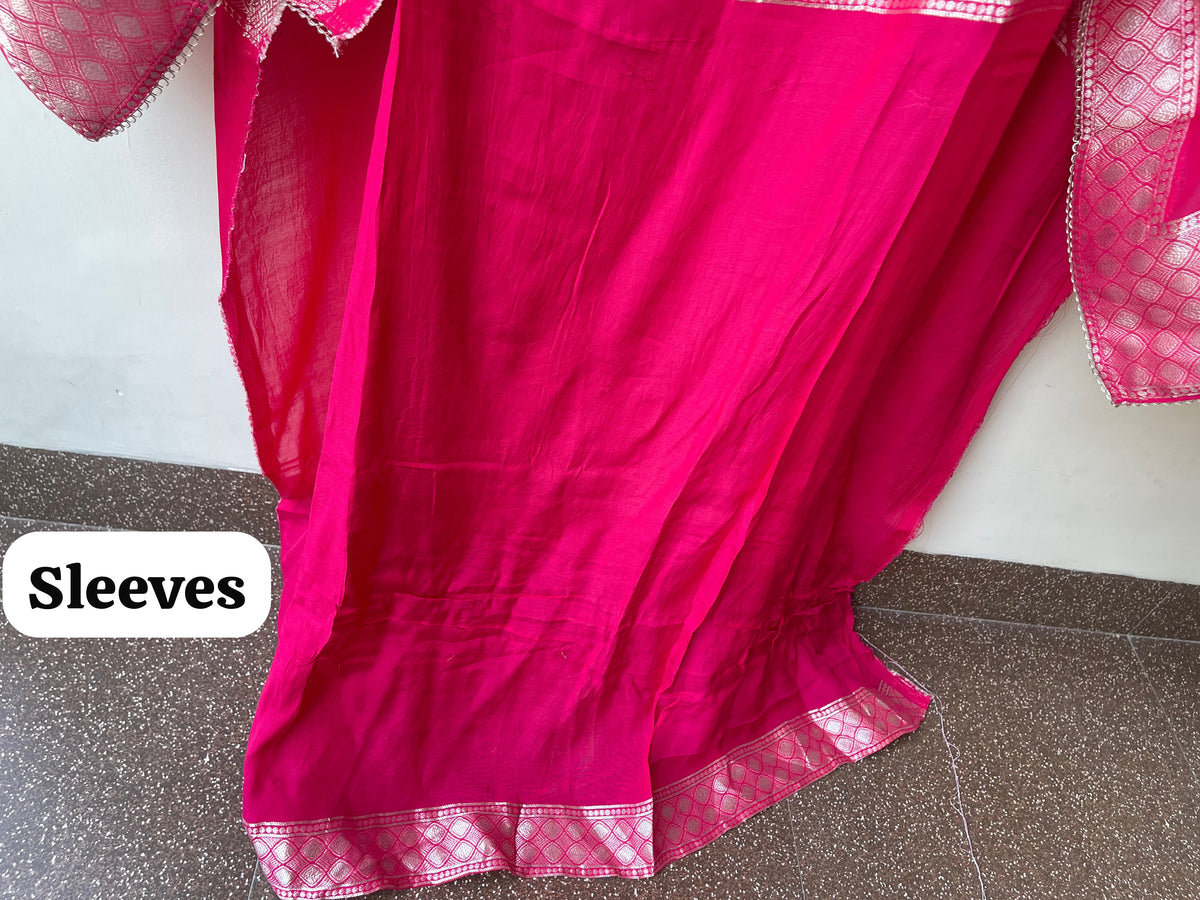 Karwachauth Special Banarasi Mul Chanderi Woven Dabka & Woven Embroidered Unstitched Suit Set with Dupatta
