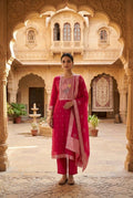 Karwachauth Special Banarasi Mul Chanderi Woven Dabka & Woven Embroidered Unstitched Suit Set with Dupatta