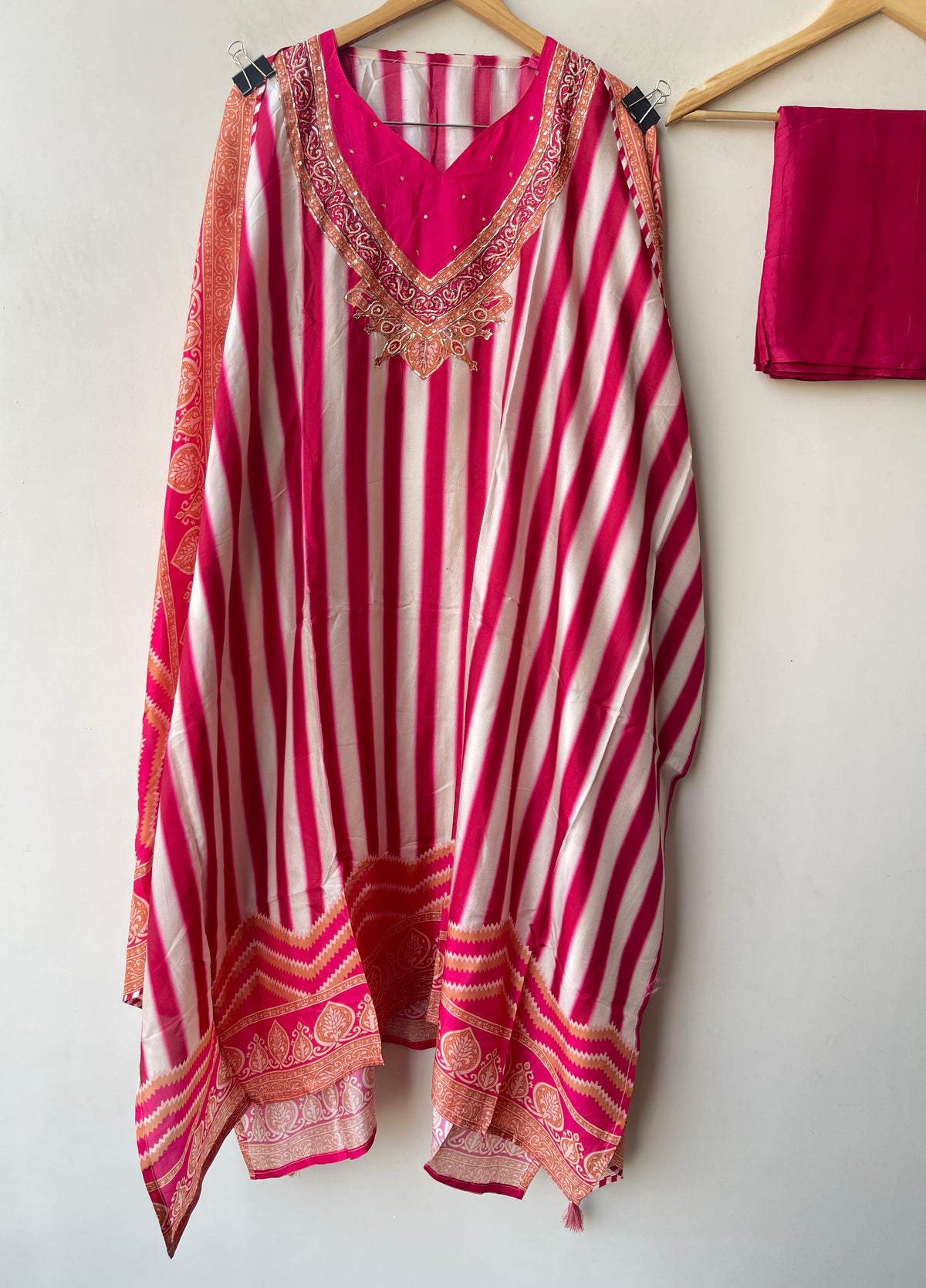 Pure Silk Printed Pita Work & Pearl Embroidered Unstitched Suit Set with Dupatta