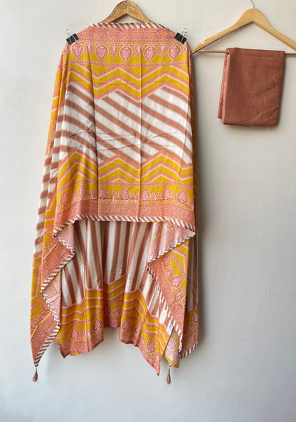 Pure Silk Printed Pita Work & Pearl Embroidered Unstitched Suit Set with Dupatta