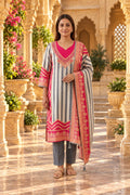 Pure Silk Printed Pita Work & Pearl Embroidered Unstitched Suit Set with Dupatta