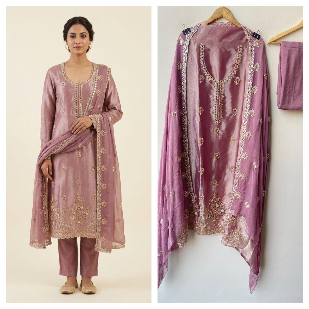 Festive Pure Shimmer Organza Tweed Resham Embroidered Unstitched Suit Set with Dupatta