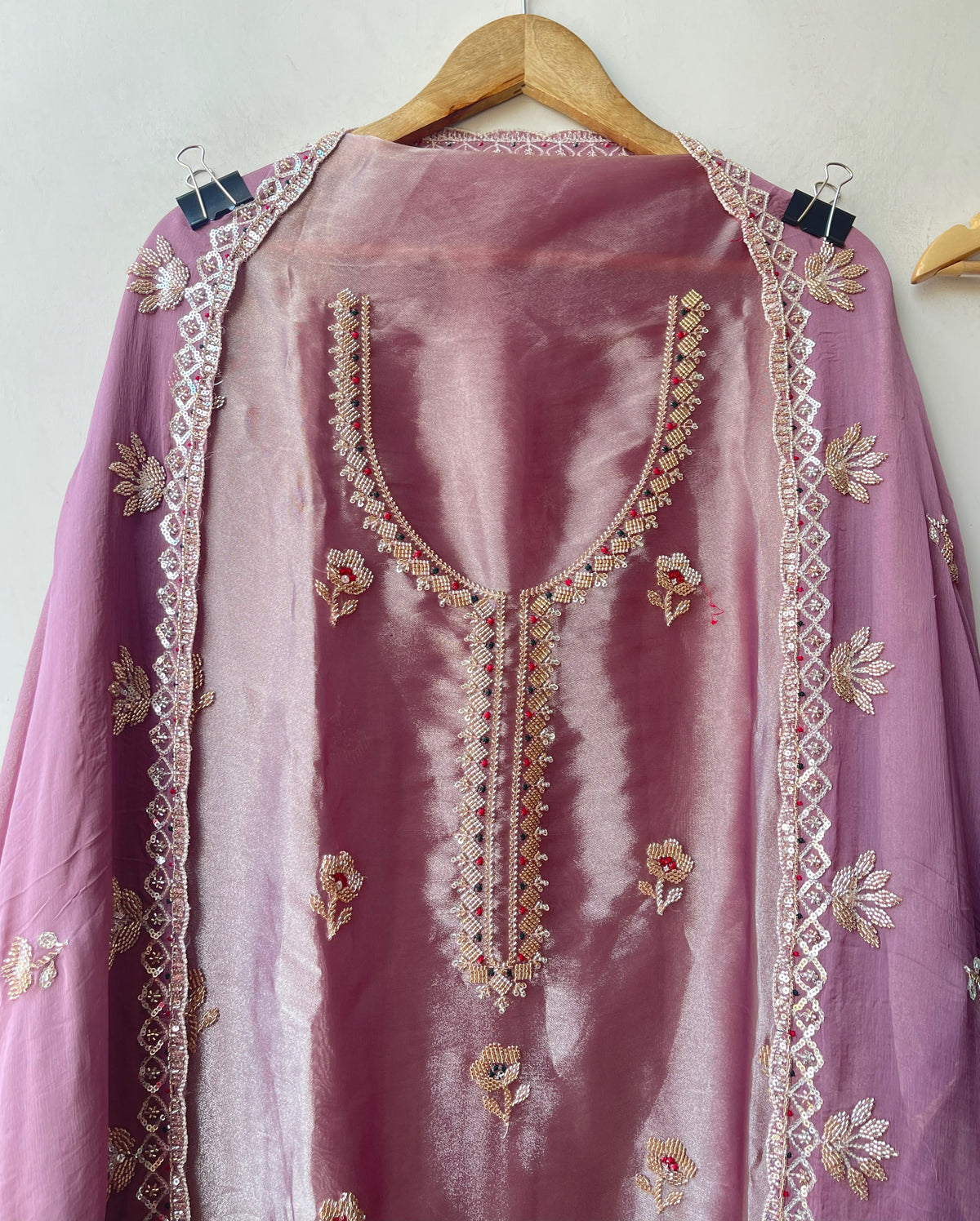Festive Pure Shimmer Organza Tweed Resham Embroidered Unstitched Suit Set with Dupatta