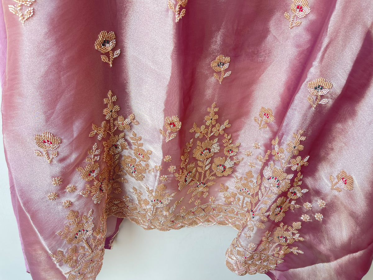 Festive Pure Shimmer Organza Tweed Resham Embroidered Unstitched Suit Set with Dupatta