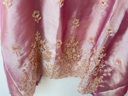Festive Pure Shimmer Organza Tweed Resham Embroidered Unstitched Suit Set with Dupatta