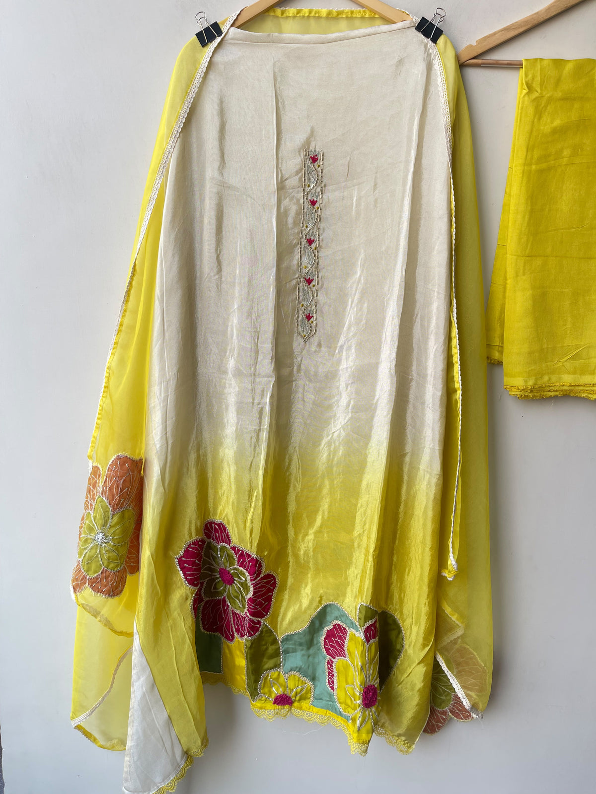 Shimmer Organza Tuile Shaded Resham & Zari Embroidered Unstitched Suit Set with Dupatta