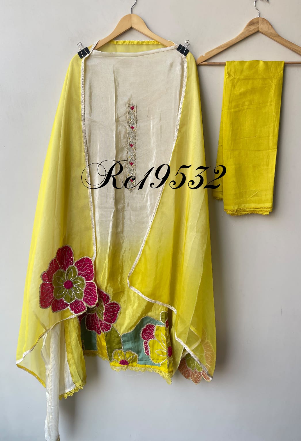 Shimmer Organza Tuile Shaded Resham & Zari Embroidered Unstitched Suit Set with Dupatta