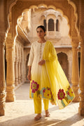 Shimmer Organza Tuile Shaded Resham & Zari Embroidered Unstitched Suit Set with Dupatta