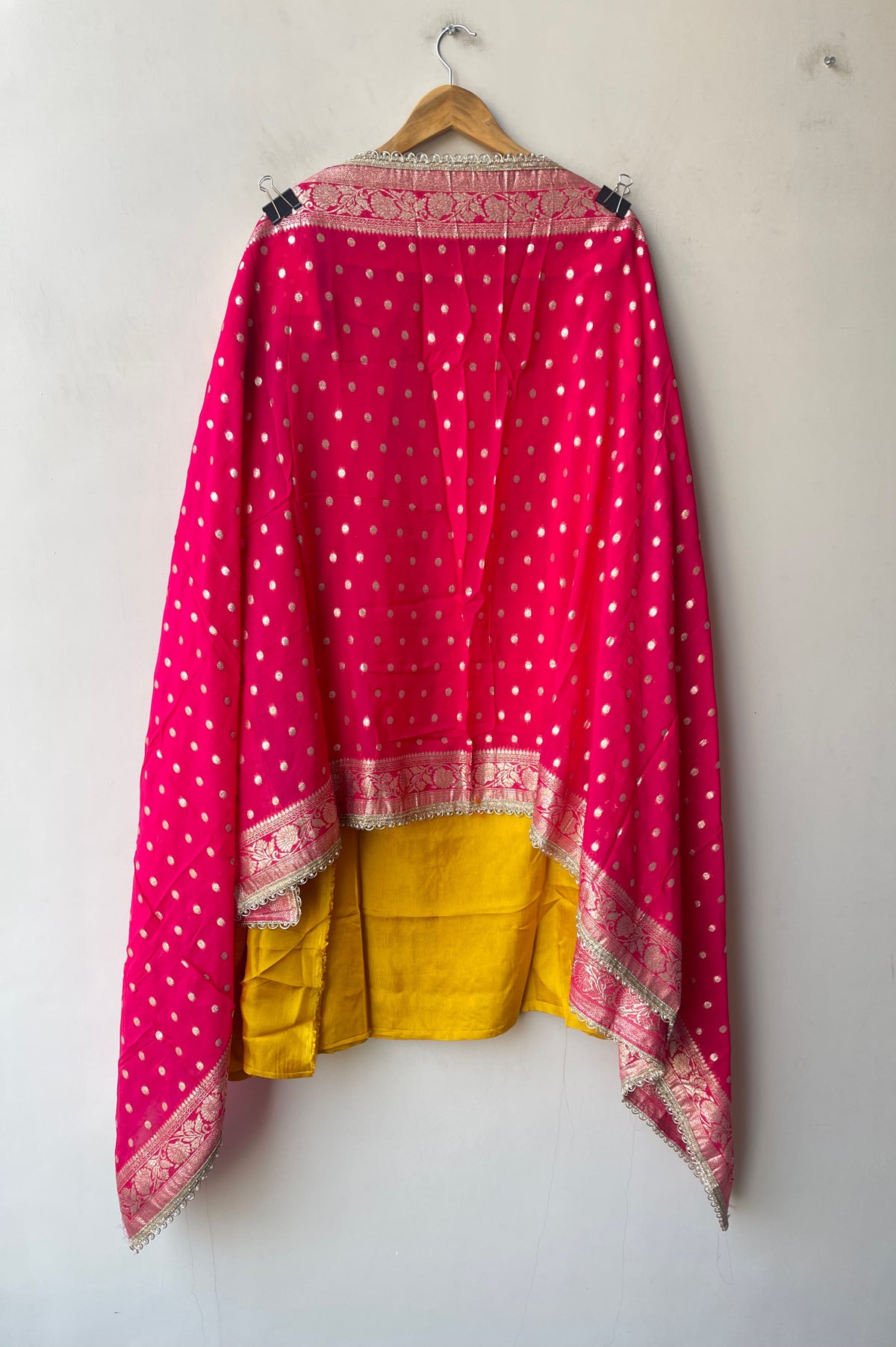 Festive Banarasi Pure Satin Crepe Woven Resham Embroidered Unstitched Suit Set with Dupatta