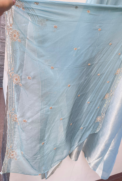 Festive Pure Giraffe Shimmer Silk Resham & Sequence Embroidered Unstitched Suit Set with Dupatta
