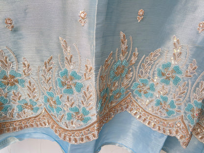 Festive Pure Giraffe Shimmer Silk Resham & Sequence Embroidered Unstitched Suit Set with Dupatta