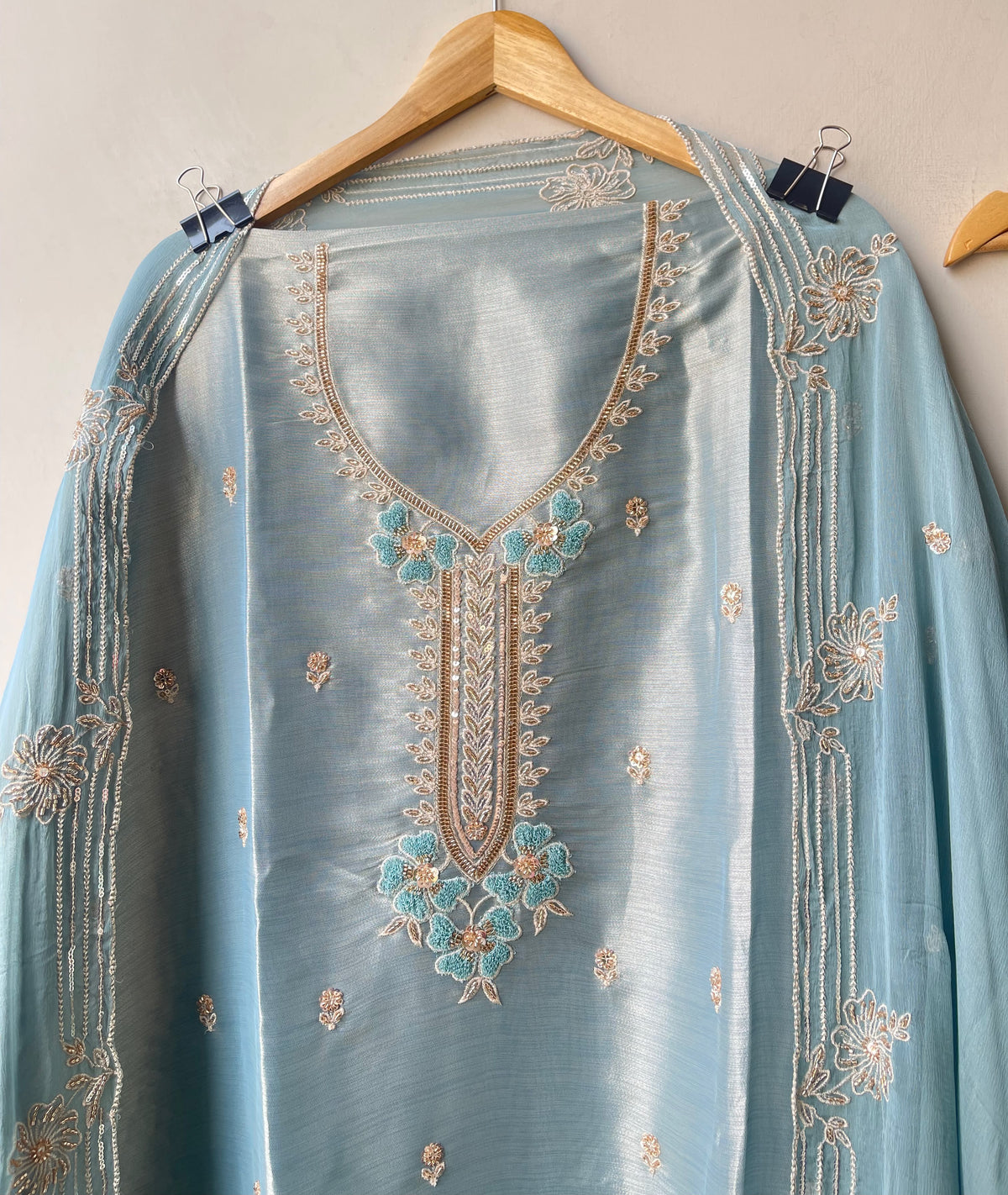 Festive Pure Giraffe Shimmer Silk Resham & Sequence Embroidered Unstitched Suit Set with Dupatta
