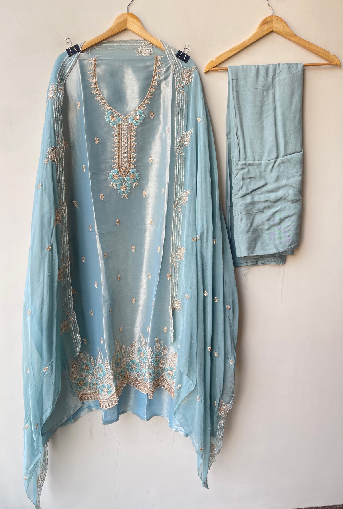 Festive Pure Giraffe Shimmer Silk Resham & Sequence Embroidered Unstitched Suit Set with Dupatta