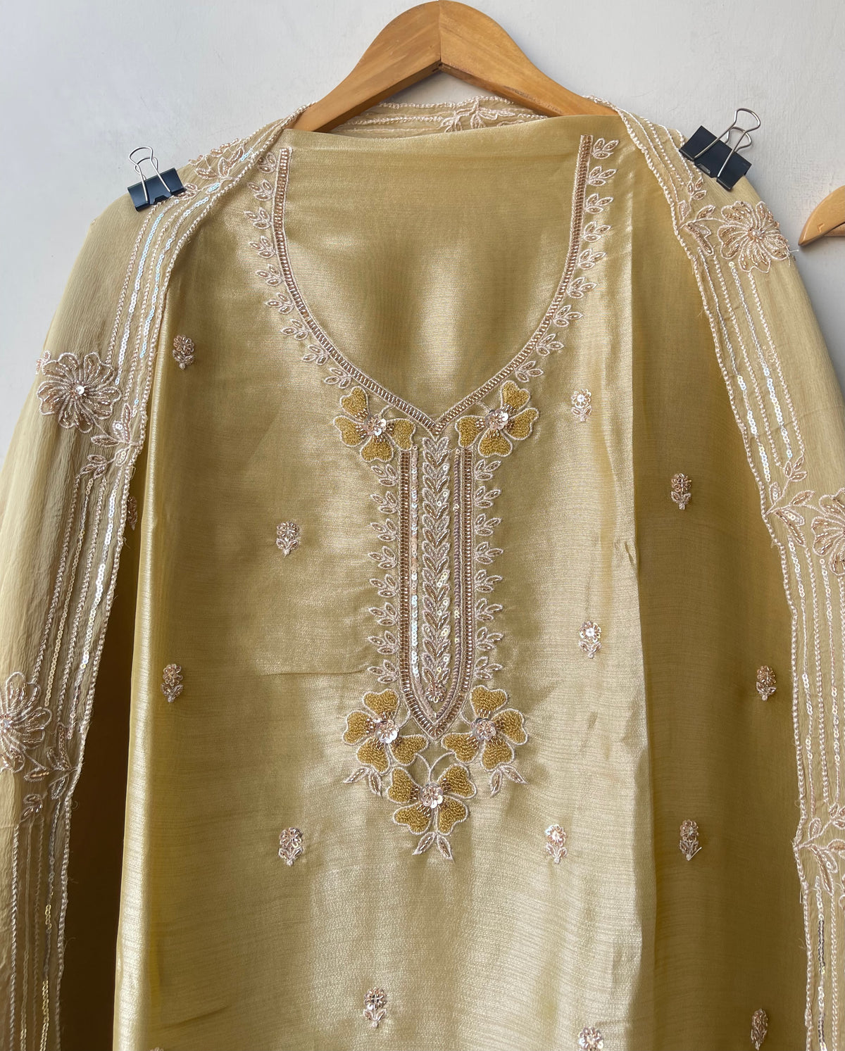 Festive Pure Giraffe Shimmer Silk Resham & Sequence Embroidered Unstitched Suit Set with Dupatta