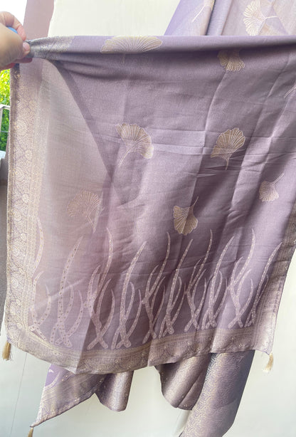Festive Banarsi Self Giraffe Shimmer Silk Resham & Zari Embroidered Unstitched Suit Set with Dupatta
