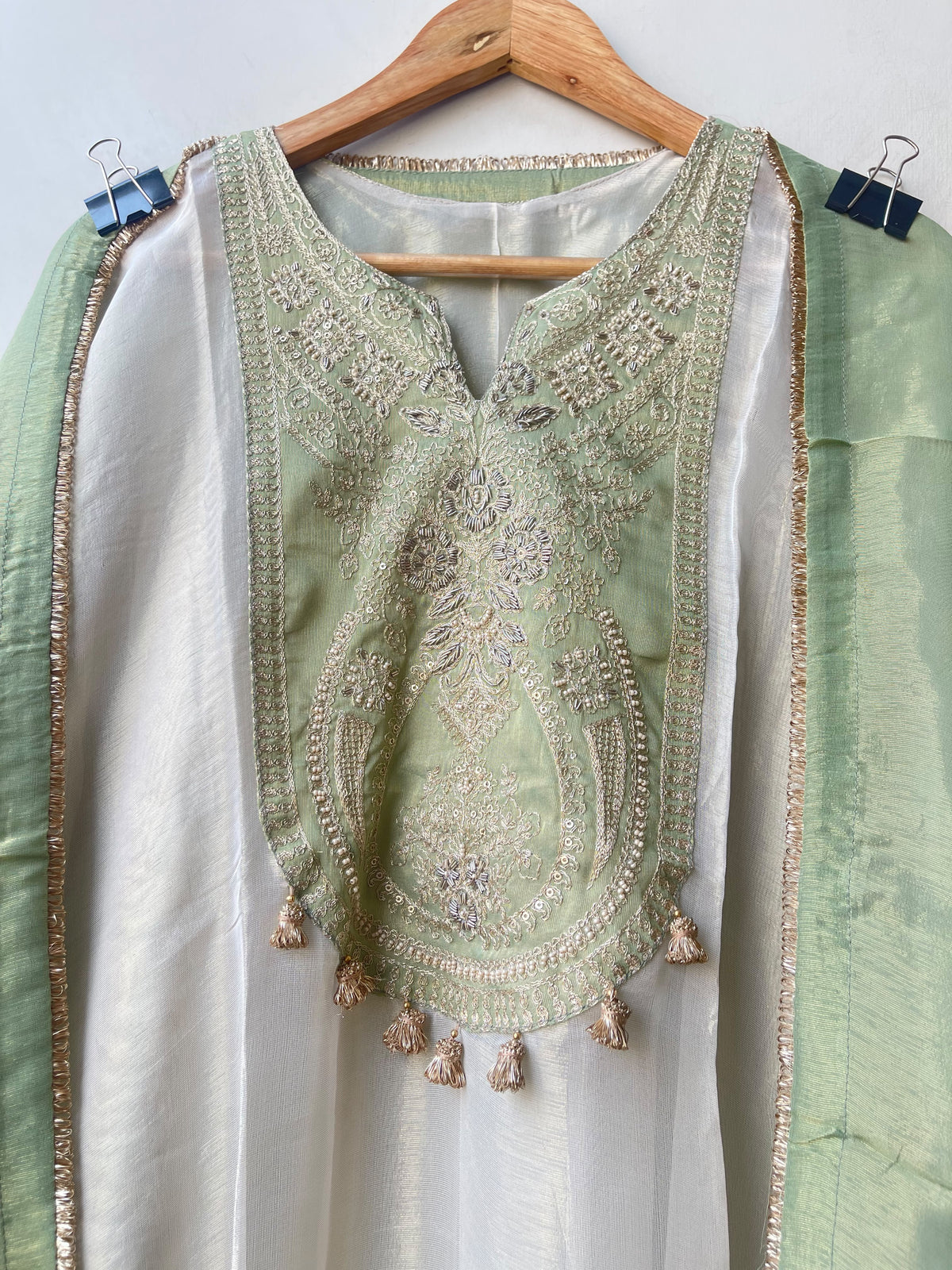 Festive Pure Shimmer Silk Zari Dabka & Sequence Embroidered Unstitched Suit Set with Dupatta