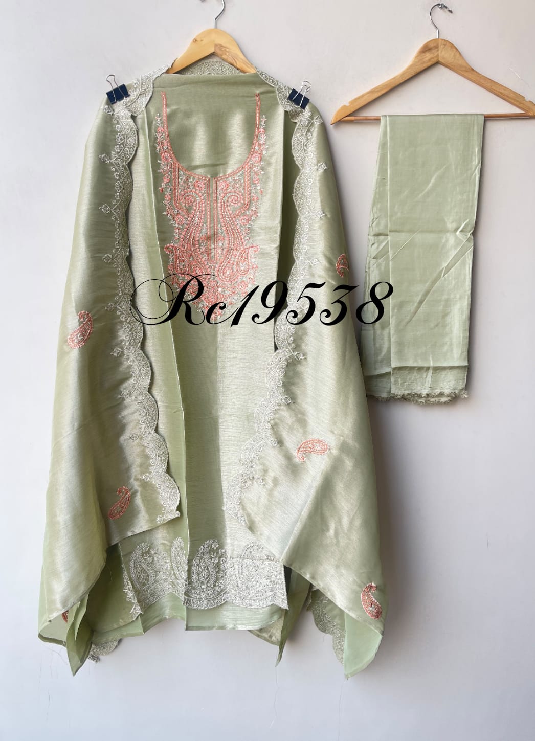 Festive Pure Shimmer Giraffe Silk Resham & Sequence Embroidered Unstitched Suit Set with Dupatta