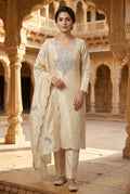 Festive Pure Shimmer Giraffe Silk Resham & Sequence Embroidered Unstitched Suit Set with Dupatta