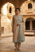 Festive Shimmer Silk Mirror Work & Zari Embroidered Unstitched Suit Set with Dupatta