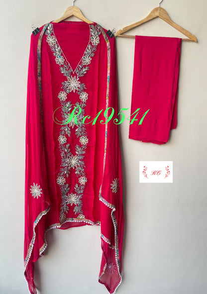 Organza Tuile Resham Dori & Printed Patchwork Embroidered Unstitched Suit Set with Dupatta