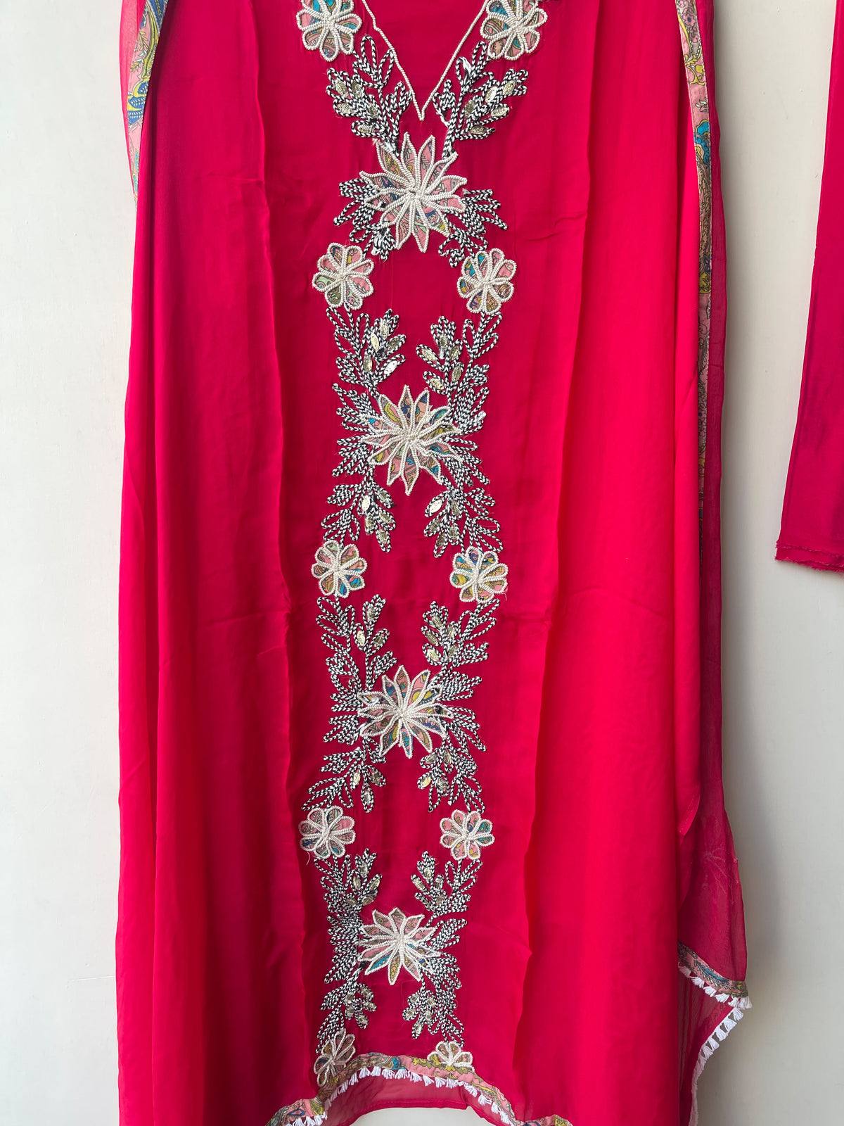 Organza Tuile Resham Dori & Printed Patchwork Embroidered Unstitched Suit Set with Dupatta