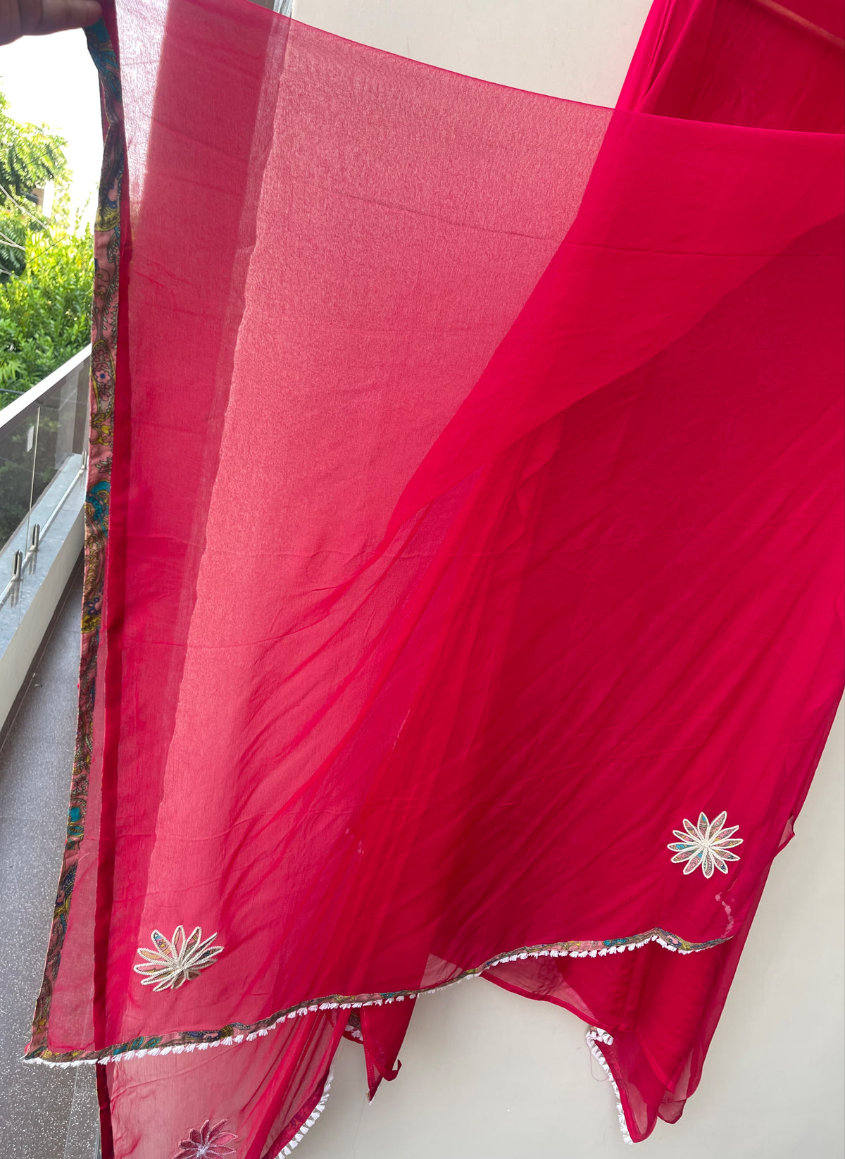 Organza Tuile Resham Dori & Printed Patchwork Embroidered Unstitched Suit Set with Dupatta