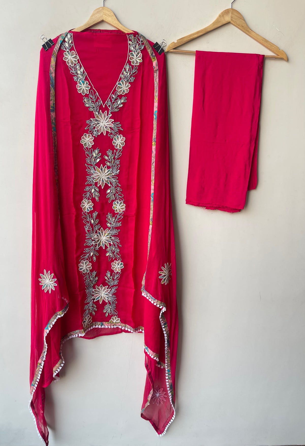 Organza Tuile Resham Dori & Printed Patchwork Embroidered Unstitched Suit Set with Dupatta