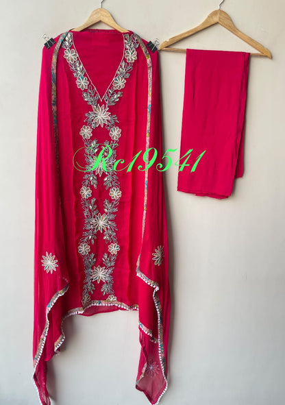 Organza Tuile Resham Dori & Printed Patchwork Embroidered Unstitched Suit Set with Dupatta
