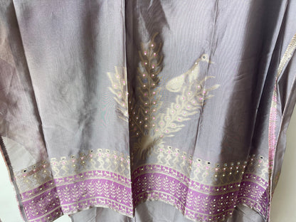 Festive Shimmer Organza Silk Weaving Resham Mirror Work Unstitched Suit Set
