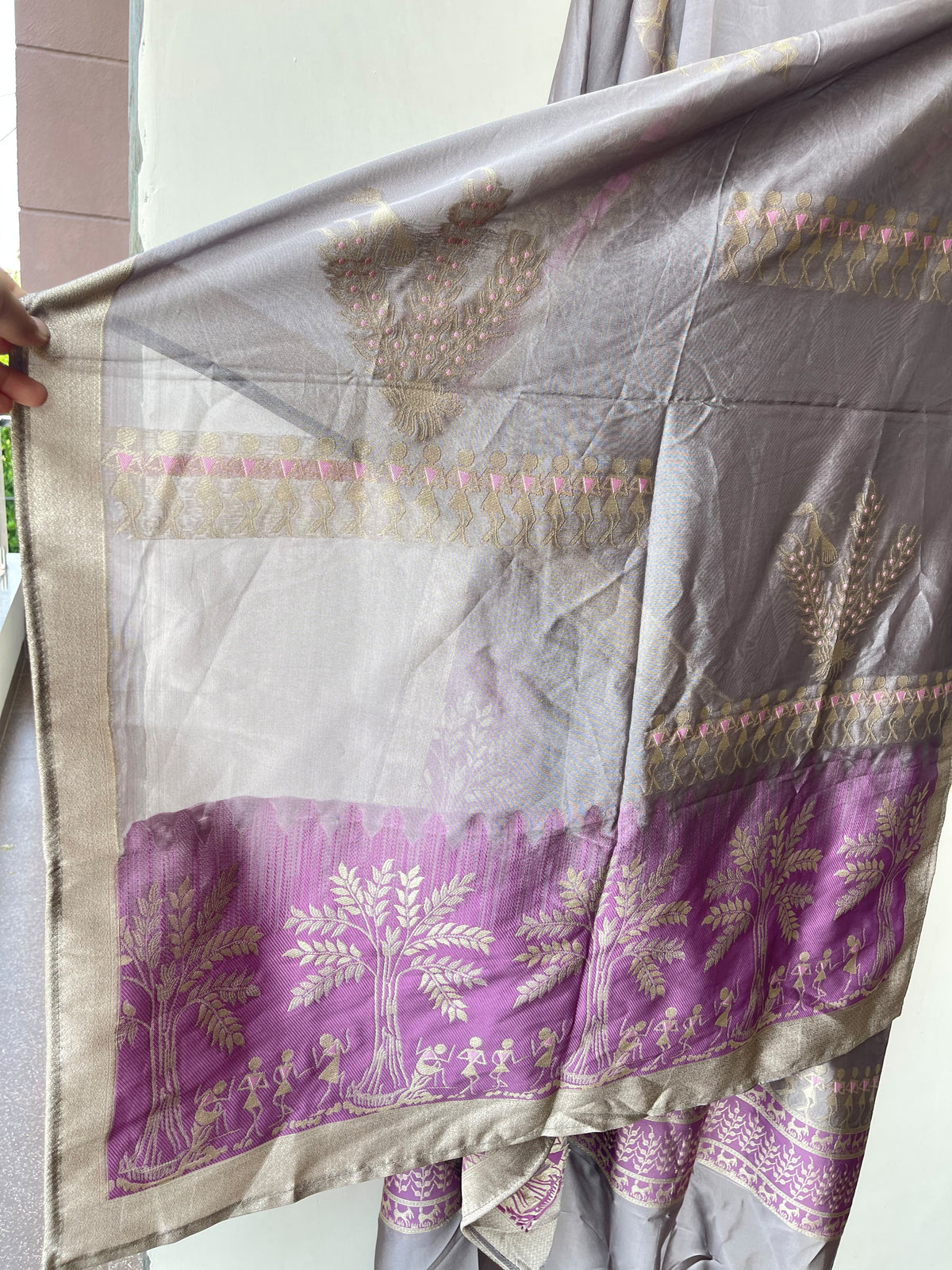 Festive Shimmer Organza Silk Weaving Resham Mirror Work Unstitched Suit Set