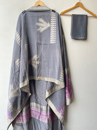 Festive Shimmer Organza Silk Weaving Resham Mirror Work Unstitched Suit Set
