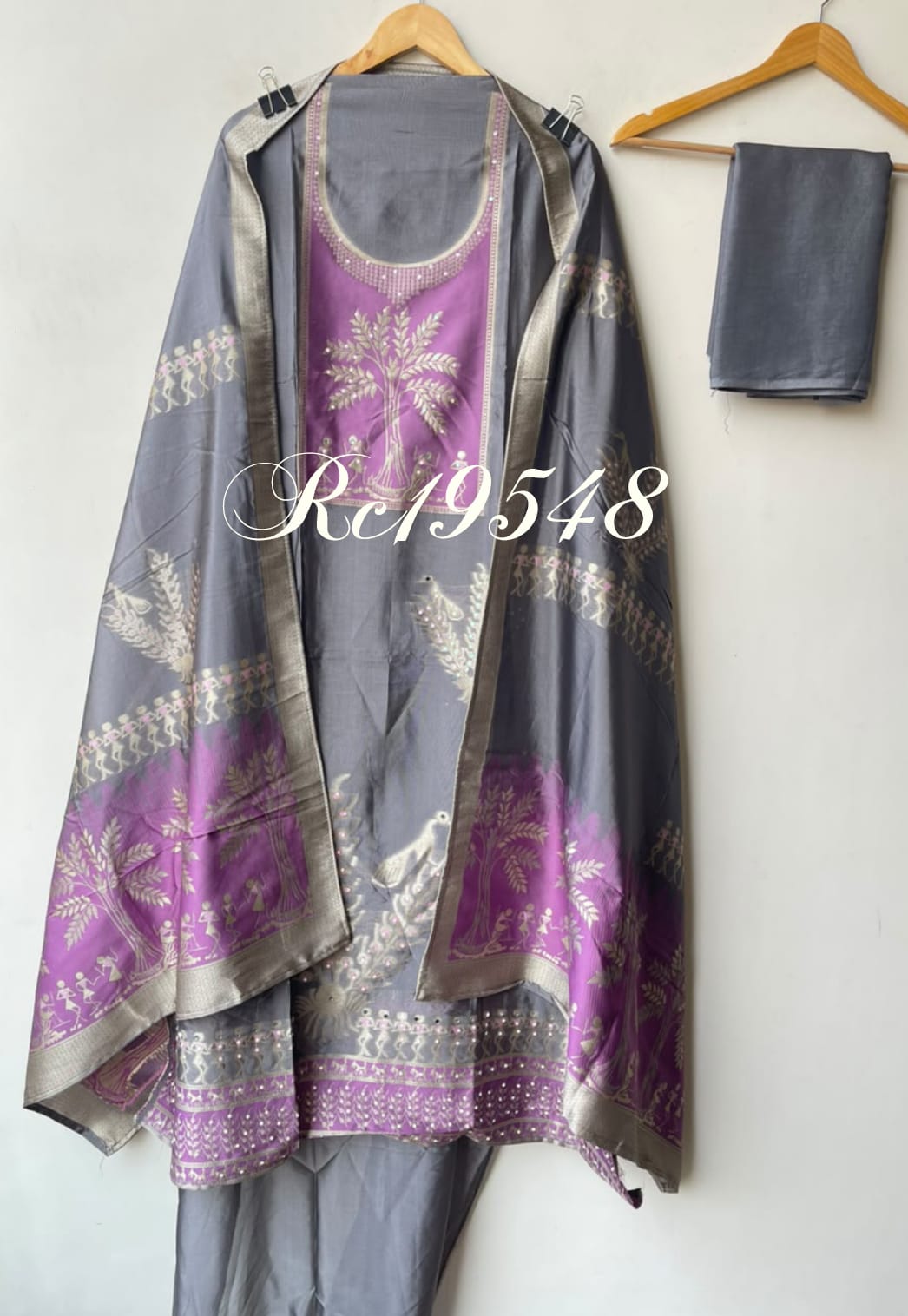Festive Shimmer Organza Silk Weaving Resham Mirror Work Unstitched Suit Set