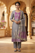 Festive Shimmer Organza Silk Weaving Resham Mirror Work Unstitched Suit Set