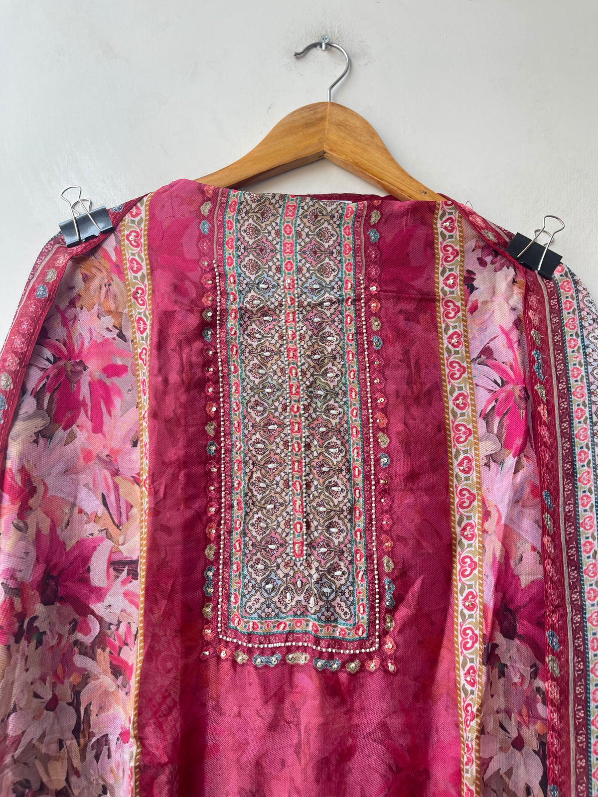 Festive Organza Tuile Printed Pearl Work Unstitched Suit Set with Chiffon Dupatta