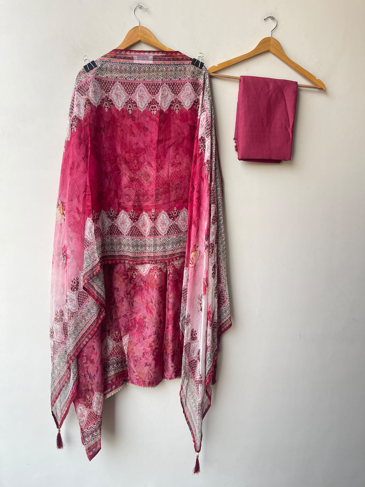 Festive Organza Tuile Printed Pearl Work Unstitched Suit Set with Chiffon Dupatta