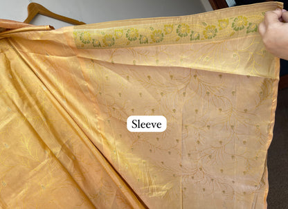 Banarasi Chanderi Silk Weaving Dabka Pearl Unstitched Suit Set with Dupatta