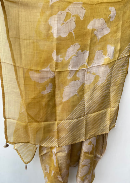 Pure Organza Silk Zari Embroidered Unstitched Suit Set with Tuile Dupatta