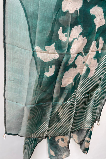 Pure Organza Silk Zari Embroidered Unstitched Suit Set with Tuile Dupatta