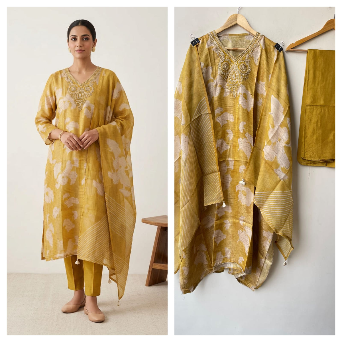 Pure Organza Silk Zari Embroidered Unstitched Suit Set with Tuile Dupatta