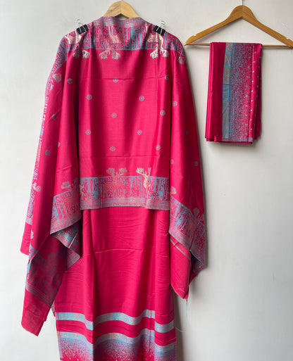 Winter Pashmina Woolen Zari Resham Weaving Printed Unstitched Suit Set