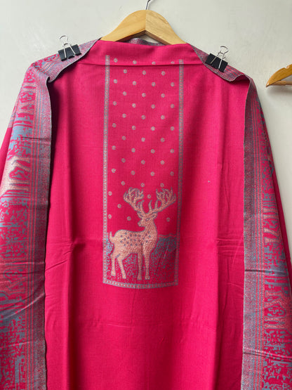 Winter Pashmina Woolen Zari Resham Weaving Printed Unstitched Suit Set