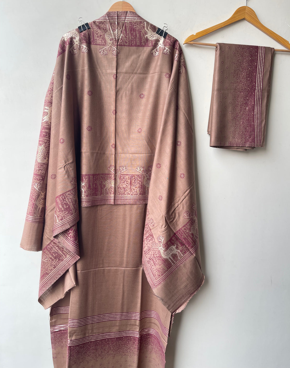 Winter Pashmina Woolen Zari Resham Weaving Printed Unstitched Suit Set