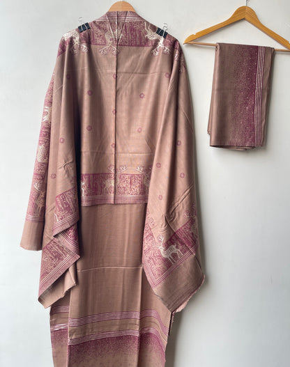 Winter Pashmina Woolen Zari Resham Weaving Printed Unstitched Suit Set