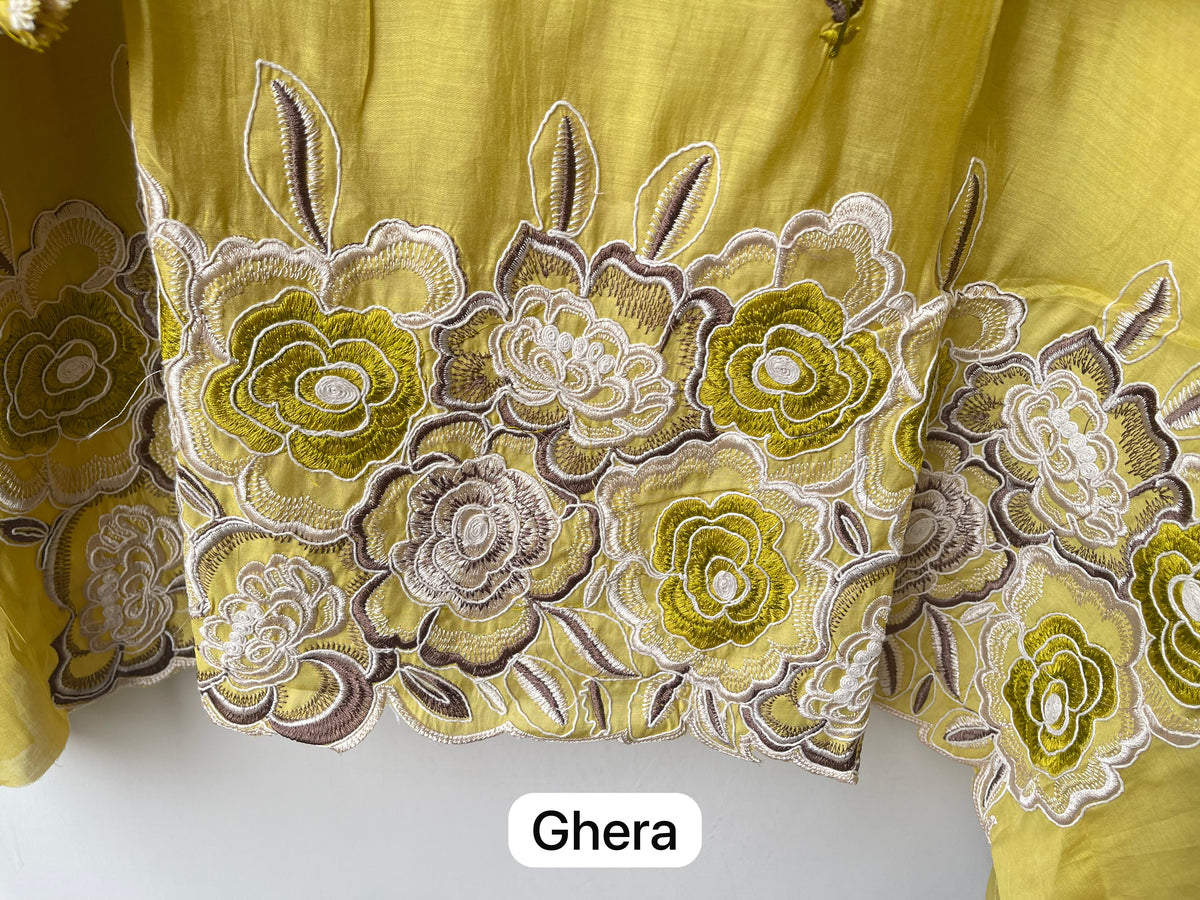 Pure Mul Chanderi Resham Embroidered Scalping Unstitched Suit Set